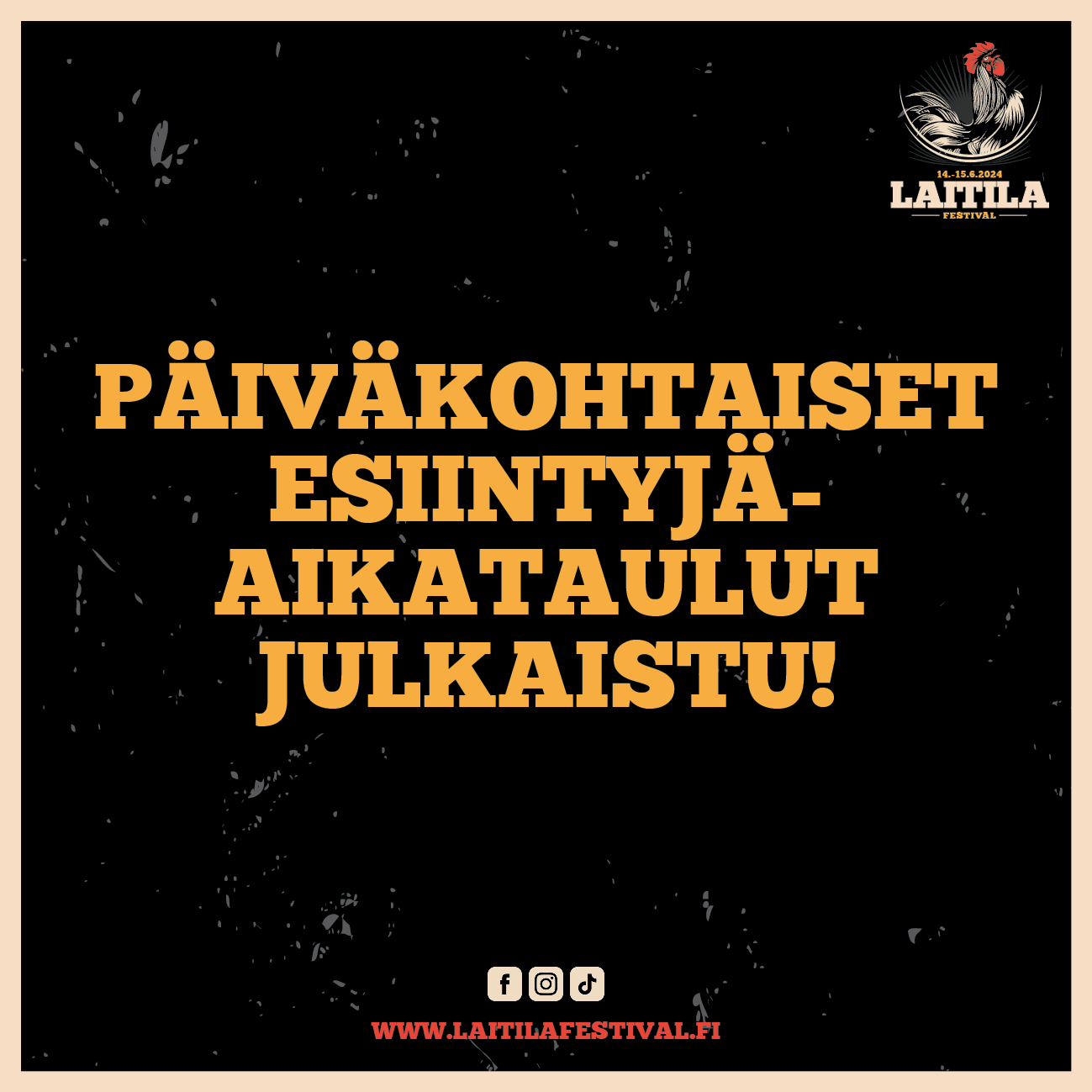 Päiväkohtaiset esiintyjäaikataulut on julkaistu!